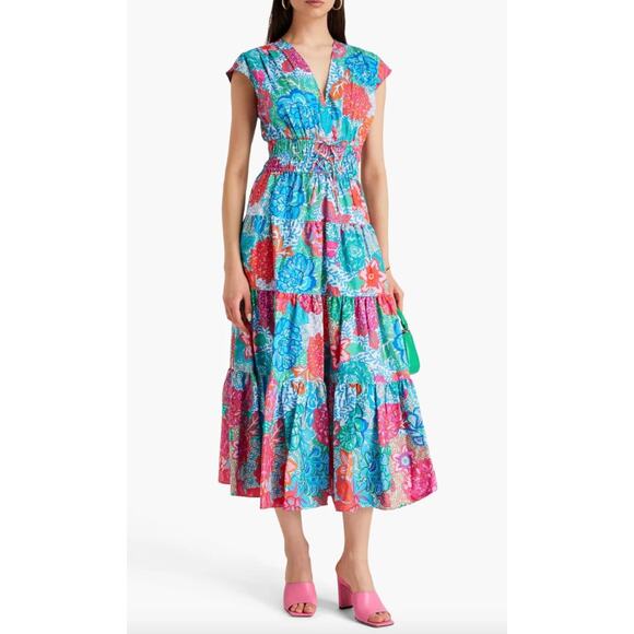 Derek Lam Dresses & Skirts - Derek Lam Fatima Tiered Floral-Print Stretch-Cotton Poplin Midi Dress size 16